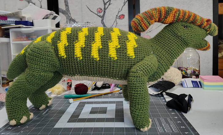 Parasaurolophus, pattern by KatyasYarnBois